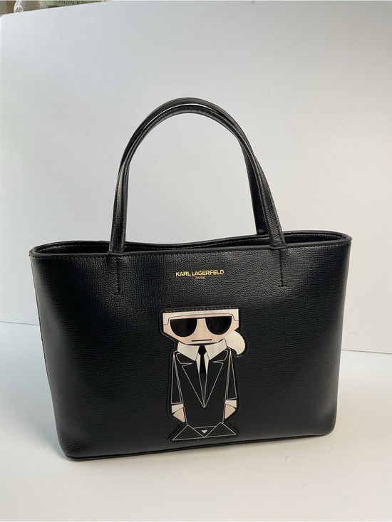 Karl Lagerfeld Handbags - Karl Lagerfeld Paris Black Tote Bag K/Ikonik Logo Pebbled Leather Large